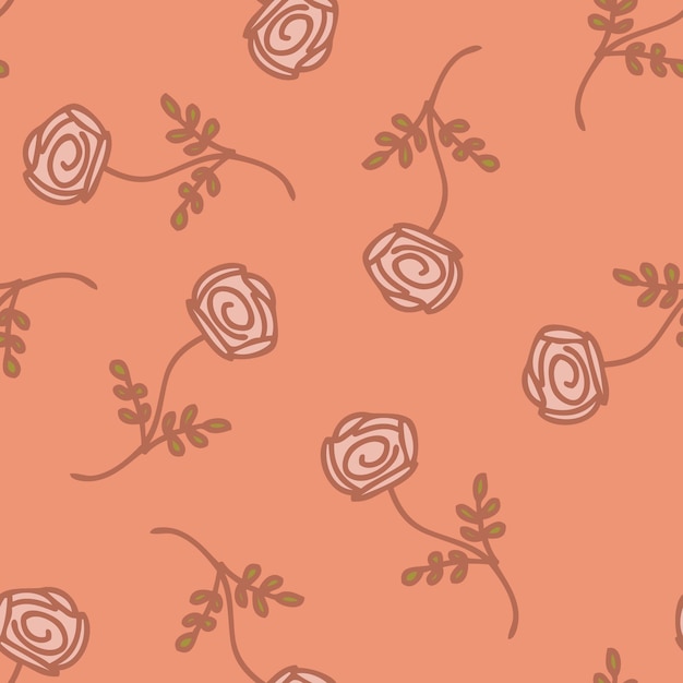 Flores de rosas dibujadas a mano con un patrón sin costuras en un estilo de garabateo simple Ilustración vectorial floral