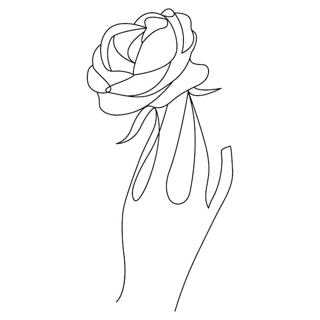 Flores de rosas hermosas continuas dibujo vectorial de arte de línea única de la mano