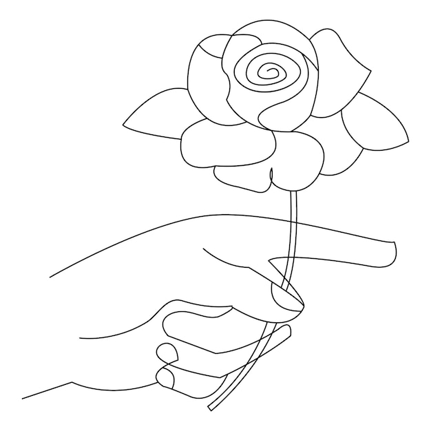 Flores de rosas hermosas continuas dibujo vectorial de arte de línea única de la mano