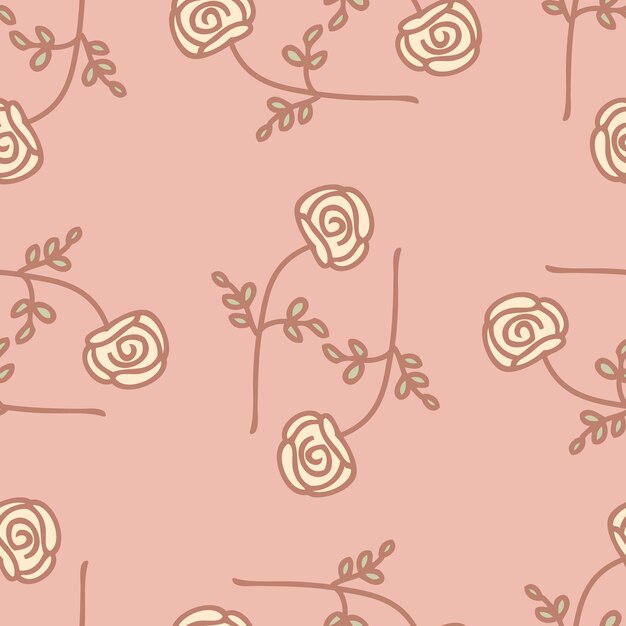 Flores de rosas de verano dibujadas a mano con un patrón sin costuras. Impresión perfecta para papel de tee, textiles y telas.