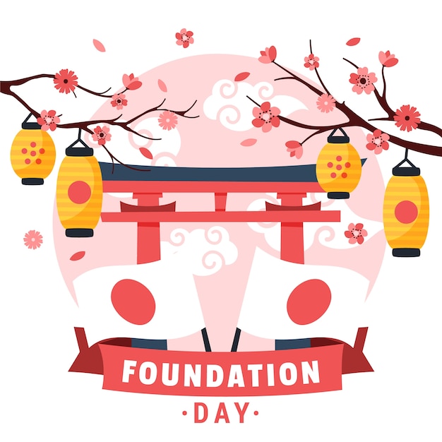 Vector flores de sakura del día de la fundación nacional de japón