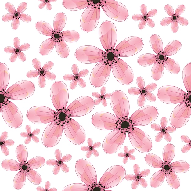 Flores salvajes del rosa inconsútil del modelo.