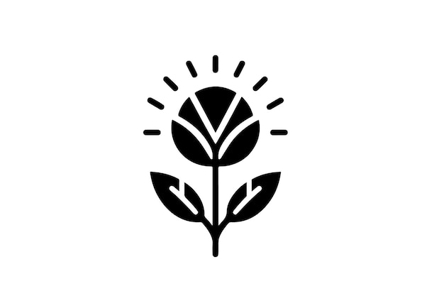 Flores de silueta negra de manzana de forma simple Elemento de diseño gráfico floral