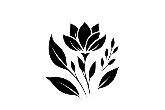 Flores de silueta negra de manzana de forma simple Elemento de diseño gráfico floral