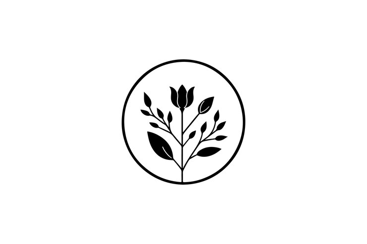 Flores de silueta negra de manzana de forma simple Elemento de diseño gráfico floral