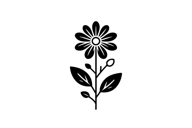 Flores de silueta negra de manzana de forma simple Elemento de diseño gráfico floral