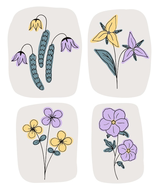 Vector flores silvestres minimalistas