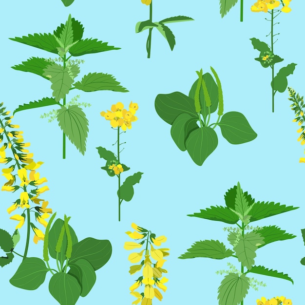 Vector flores silvestres sobre un fondo azul ilustración de vector de verano para decorar envases textiles