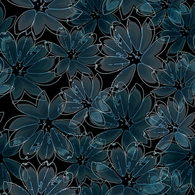 Flores simples con hojas siluetas vectoriales de peonías primitivas