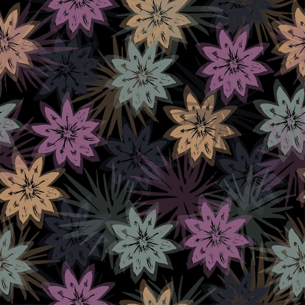 Flores simples con hojas siluetas vectoriales de peonías primitivas
