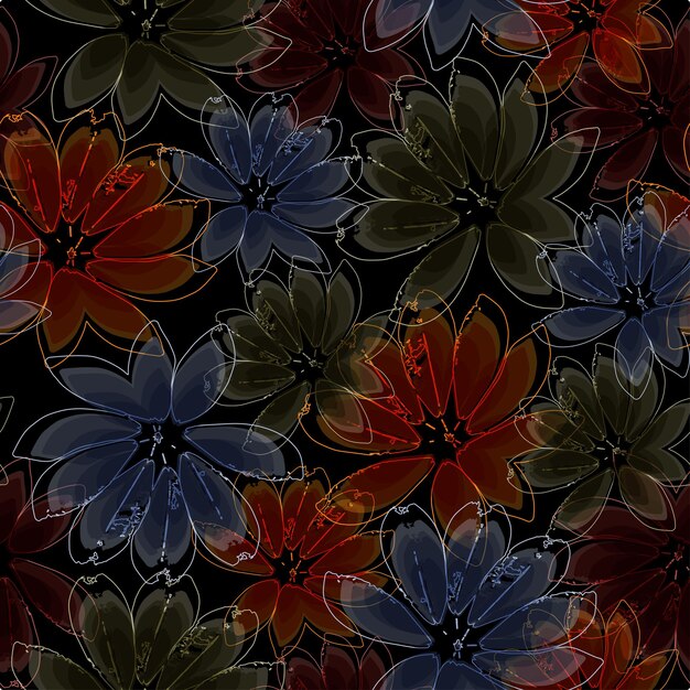 Flores simples con hojas siluetas vectoriales de peonías primitivas