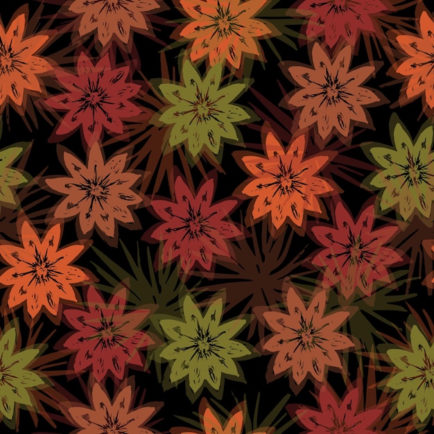 Flores simples con hojas siluetas vectoriales de peonías primitivas