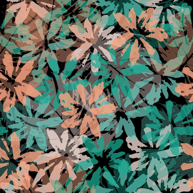 Flores simples con hojas siluetas vectoriales de peonías primitivas