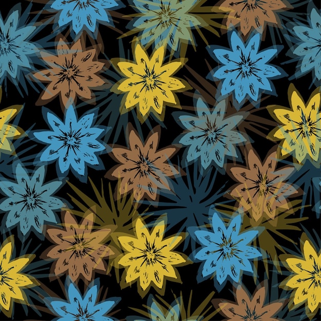 Flores simples con hojas siluetas vectoriales de peonías primitivas