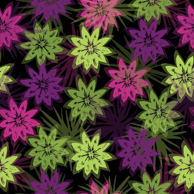 Flores simples con hojas siluetas vectoriales de peonías primitivas