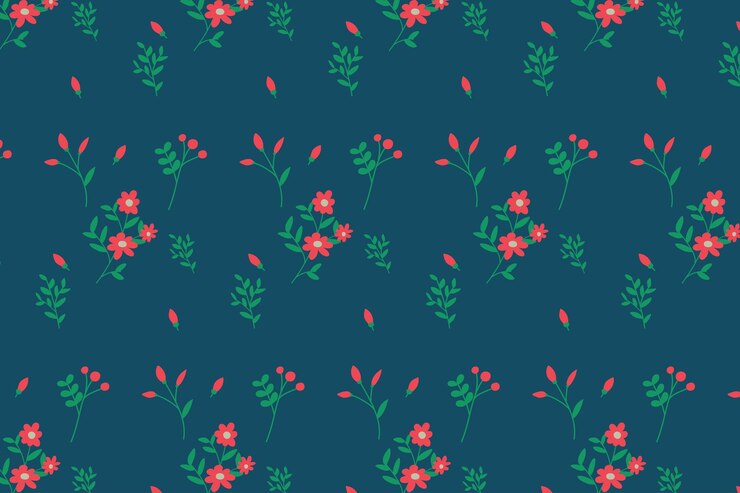 flores simples de patrones sin fisuras con fondo azul oscuro