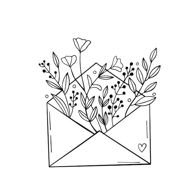 Vector flores en un sobre correo floral