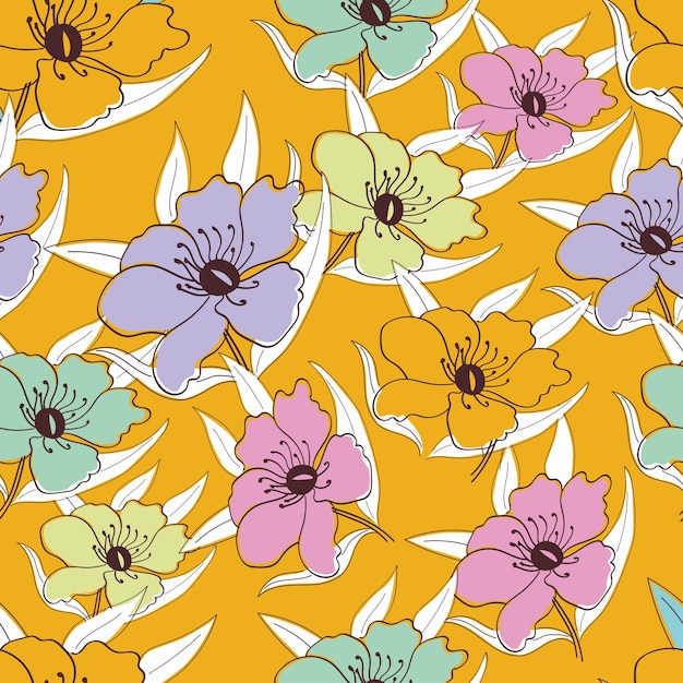 flores sobre un fondo amarillo