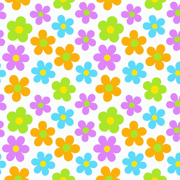 Las flores son lindas, simples, hermosas, el fondo es repetitivo, las ilustraciones florales son coloridas, el patrón es dibujado a mano.