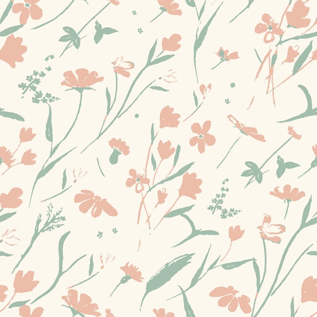 Flores sutiles Patrón decorativo sin costuras Fondo repetitivo Impresión de papel tapiz para azulejos