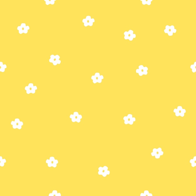Flores tiernas Mini pétalos blancos patrón sin costuras amarillo