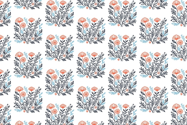 Flores tropicales arte grabado con tinta patrón sin costuras sobre fondo negro textura de impresión de papel tapiz de tela