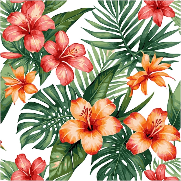 Flores tropicales de conjunto vectorial