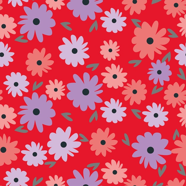 Flores tropicales dibujadas a mano con patrones sin costuras con florales para telas, textiles, ropa y papel tapiz