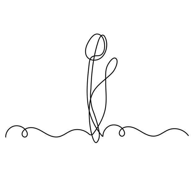 Las flores de tulipán en línea continua dibujando el icono vectorial del contorno