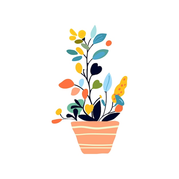 Flores variadas minimalistas soladas en una olla de estilo popular