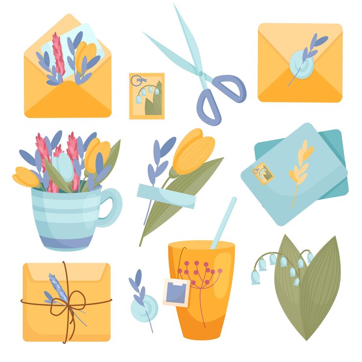 Flores de vector de primavera en estilo simple