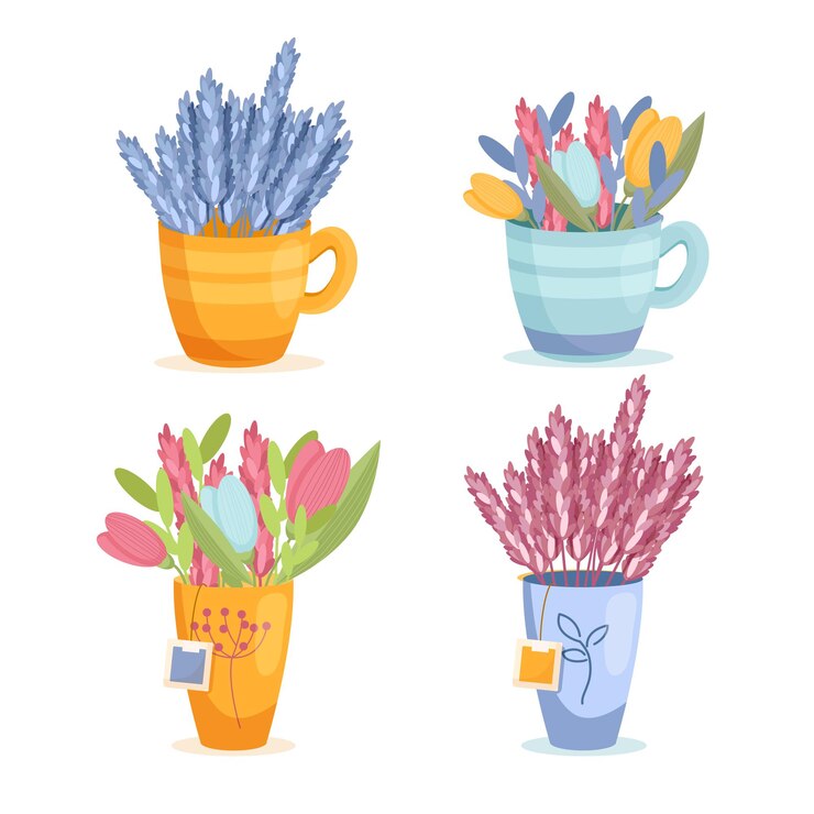 Flores de vector de primavera en estilo simple