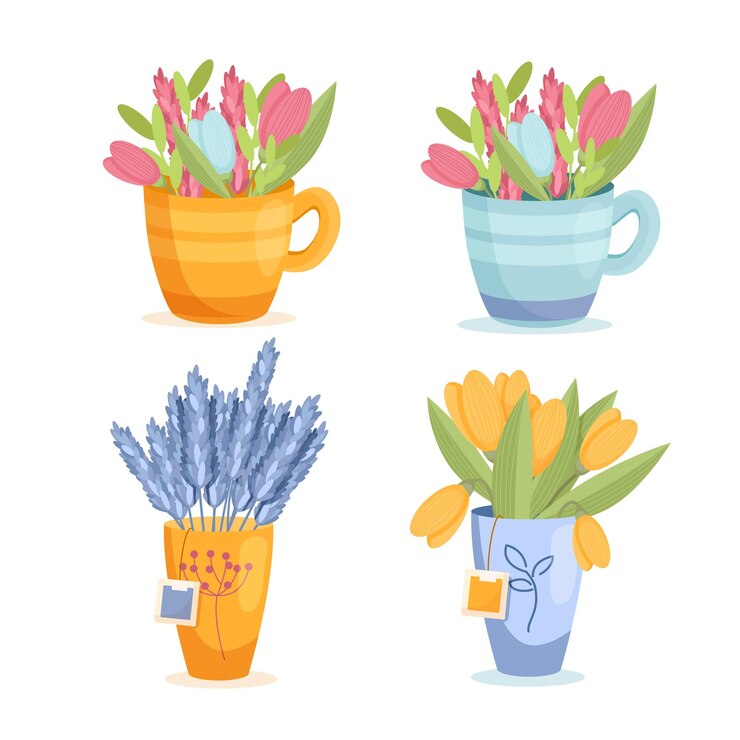 Flores de vector de primavera en estilo simple