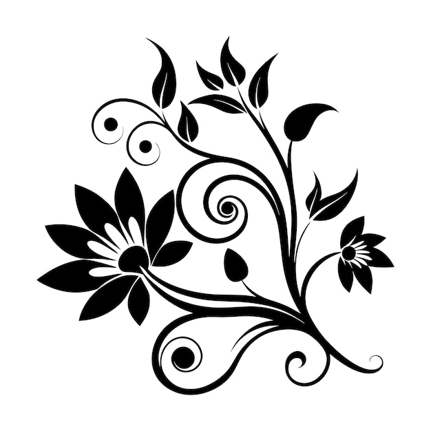 Las flores vectoriales giran y florecen en un fondo blanco.