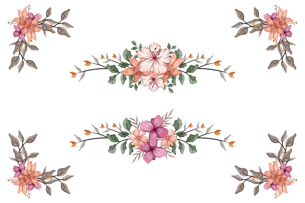 Flores y verdor Ornamento de follaje floral Corner Separador de texto