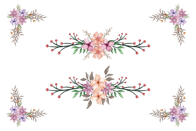 Flores y verdor Ornamento de follaje floral Corner Separador de texto