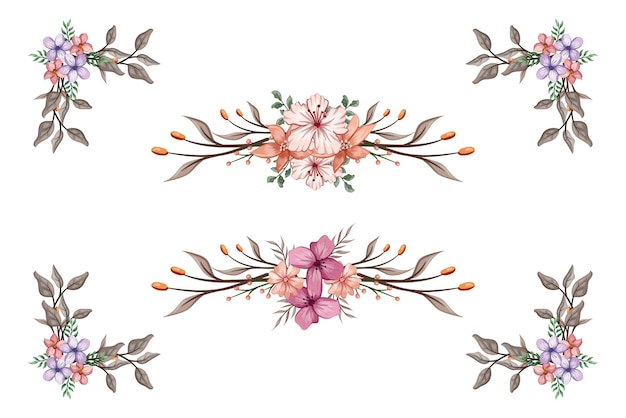 Flores y verdor Ornamento de follaje floral Corner Separador de texto