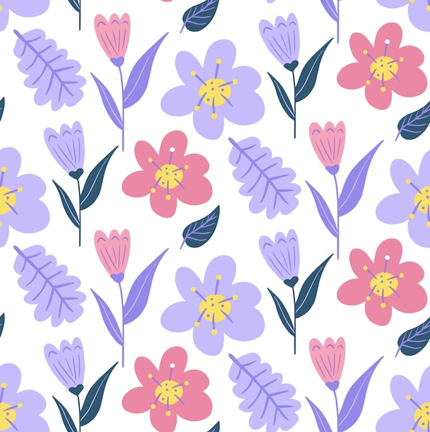 Flores vintage de patrones sin fisuras, impresión de moda. Textura de repetición de flores, fondo. Floral escandinavo. Ilustración vectorial.