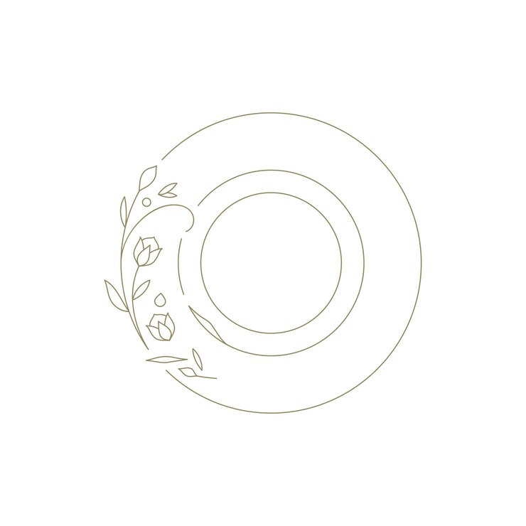 Florezca el marco del círculo botánico con la flor dibujado a mano elemento decorativo de arte de línea para el vector del logotipo