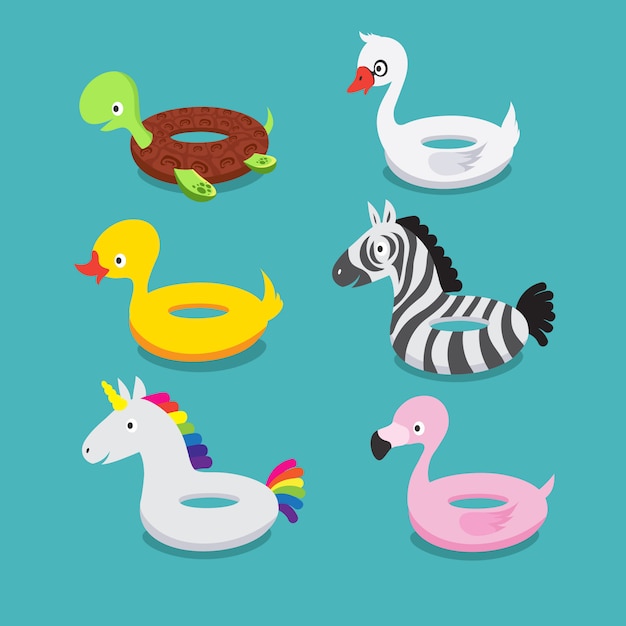 Flotadores de piscina, animales inflables flamencos, pato, unicornio, cebra, tortuga, cisne
