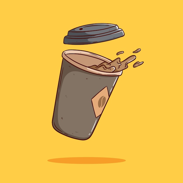 flotante de la taza de papel de café derramado