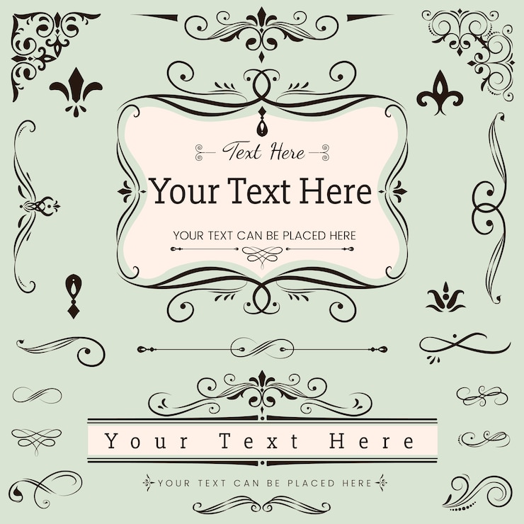 Vector flourish ornaments elements decoración de caligrafía