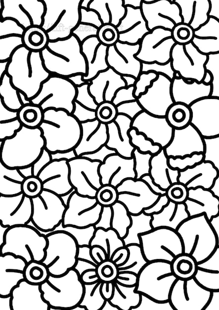 Vector flower doodle coloring book para niños educativos o que estudian