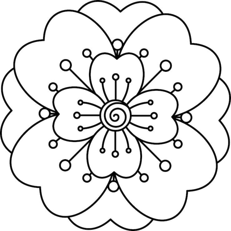 Vector flower doodle páginas para colorear libros para adultos y niños
