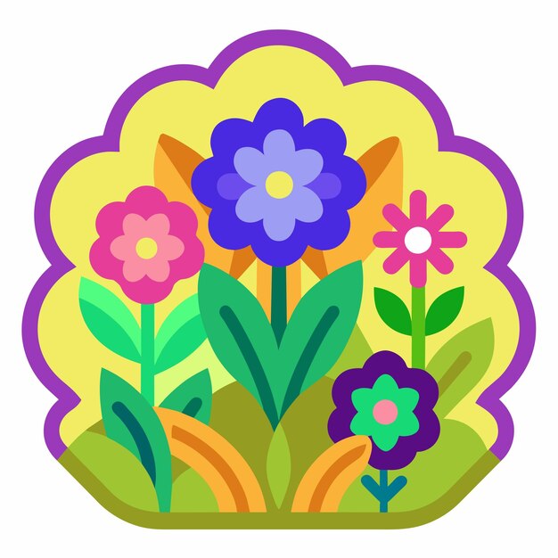 Vector flower flora border frame hand drawn cartoon sticker icon concept isolated illustration