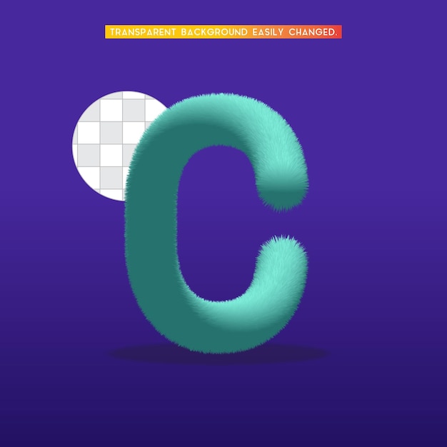 Fluffy 3D Letter C with Soft Texture
