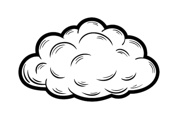 Fluffy Cloud Silhouette Vector Diseño del cielo minimalista Arte atmosférico blanco suave para la paz
