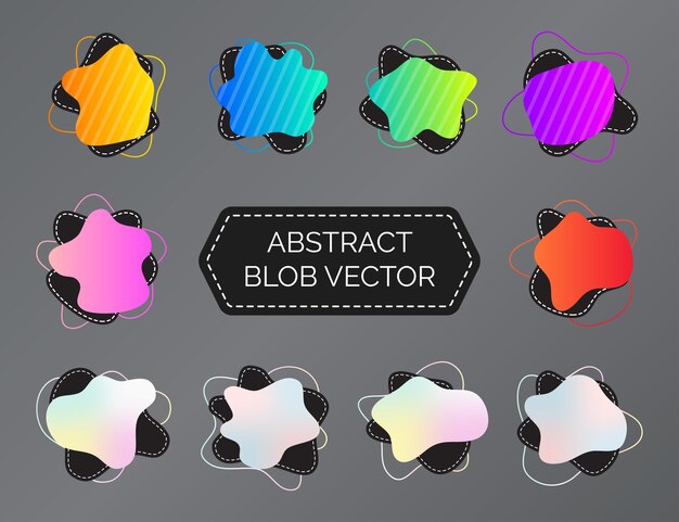 Vector fluido abstracto forma geométrica aislada mancha líquida de color con línea