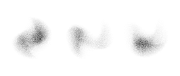 Fluido abstracto salpicaduras de gradiente punteado ruido textura de grano manchas conjunto de formas blanco y negro