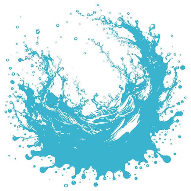 Vector flujo de agua de onda azul en forma de salpicaduras